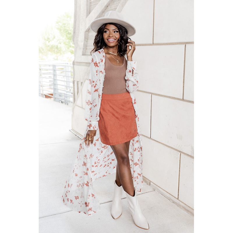 Buy Me A Rose Ivory / Rust Floral Kimono FINAL SALE