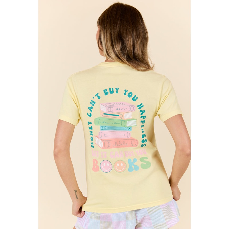 Can’t Buy You Happiness But Can Buy Books Yellow Graphic Tee