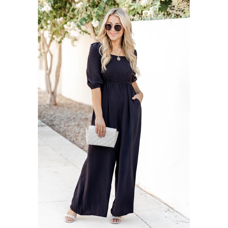 Can’t Stop Now Black Square Neck Jumpsuit FINAL SALE
