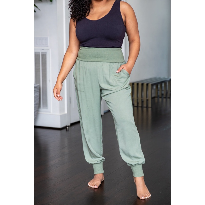 Chatting It Over Olive Woven Joggers FINAL SALE