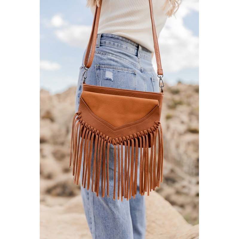 Dancing Down Broadway Brown Fringe Crossbody Purse FINAL SALE