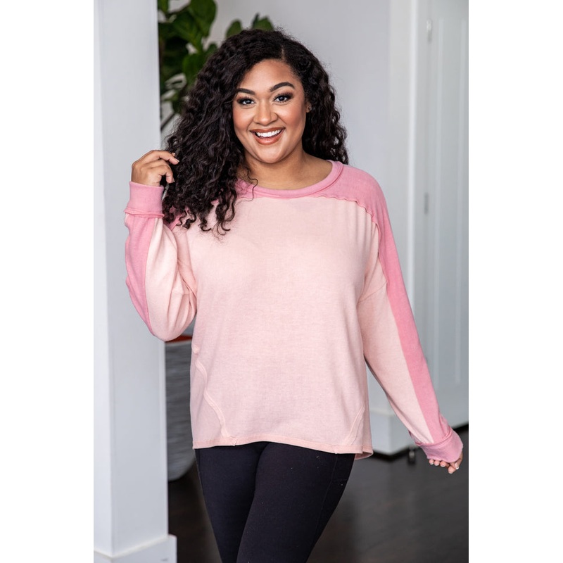 Fall For You Pink Colorblock Top FINAL SALE