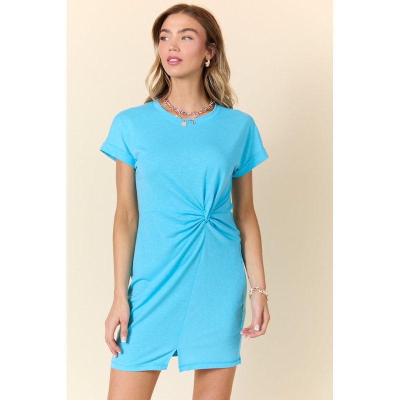 Knot My Type Blue T-Shirt Dress