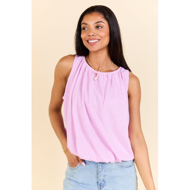 Nothing In My Way Lavender Bubble Hem Knit Tank Top