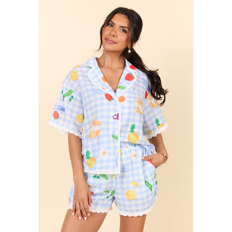 Picnic After Dark Blue Pajama Set