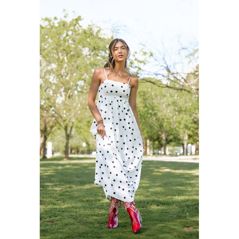 Places To Be White Polka Dot Maxi Dress