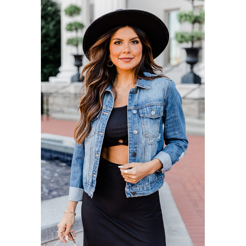 Stay Beautiful Dark Wash Denim Jacket FINAL SALE