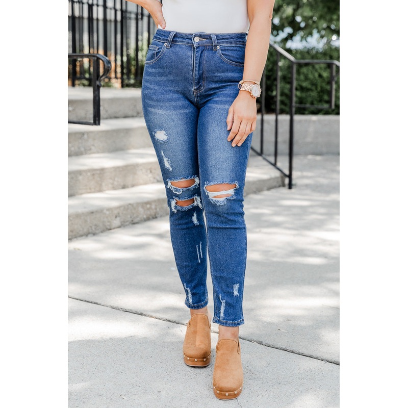 The Mom Jeans Dark Wash Straight Leg Jeans FINAL SALE