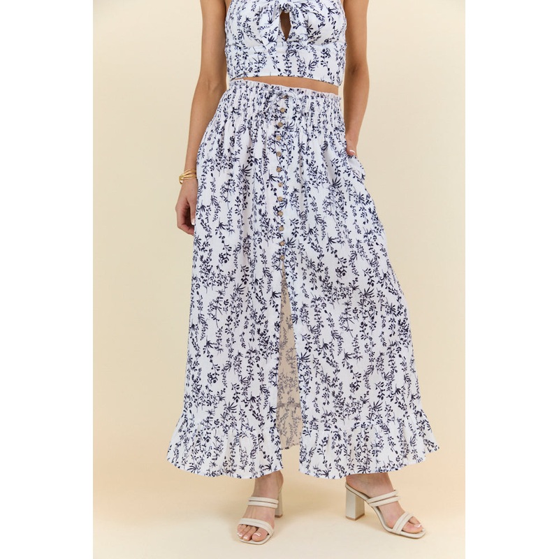 Always Been You Navy Floral Maxi Skirt