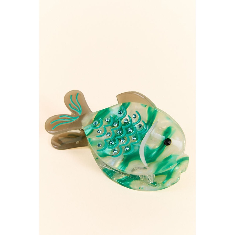 Aqua Blue Fish Claw Clip