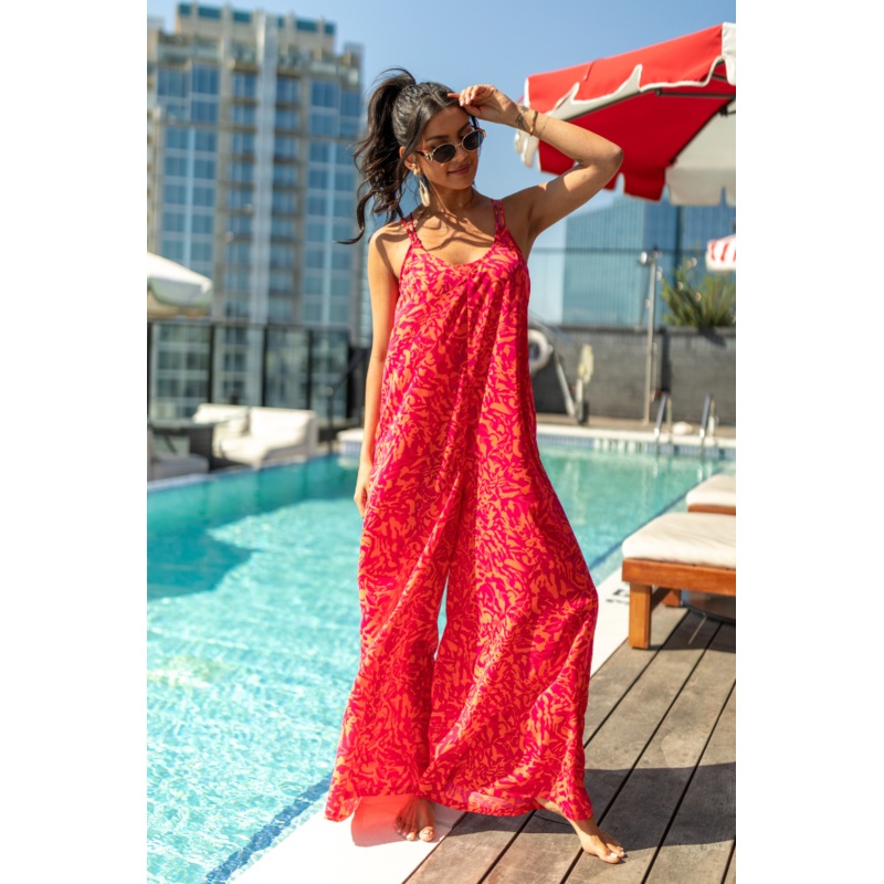 Barefoot Days Pink Wide Leg Jumpsuit Coverup FINAL SALE