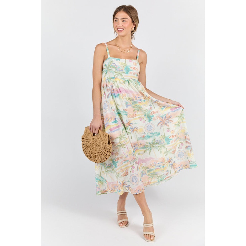 Beach Vacation Printed Maxi Dress