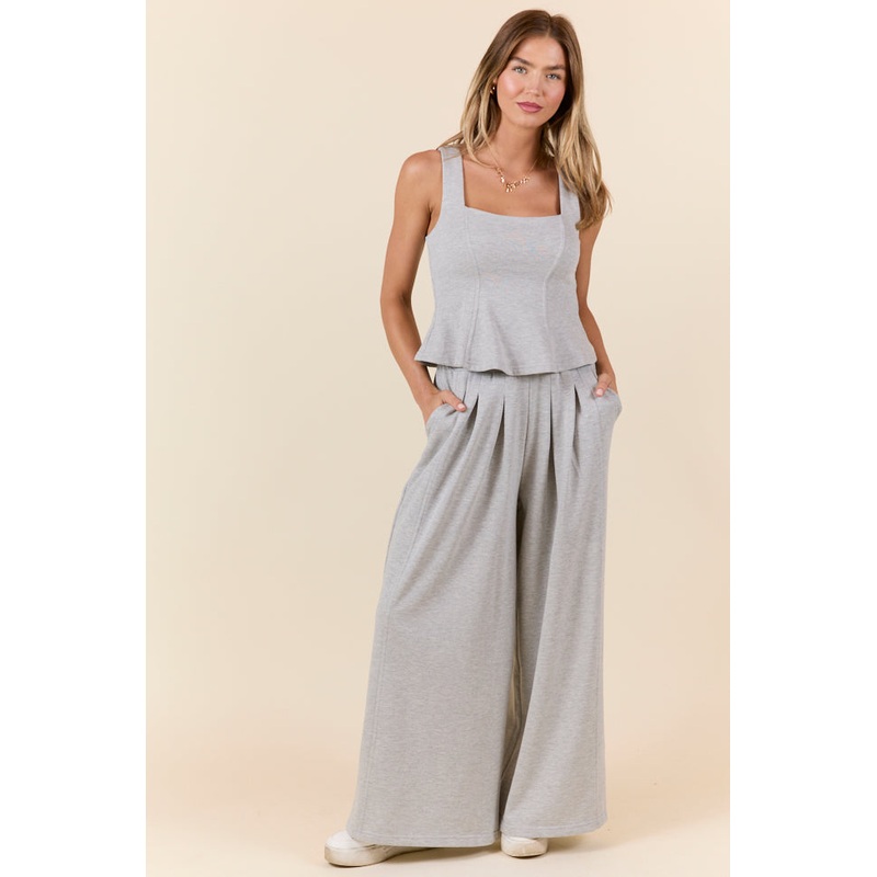 Casual Comfort Knit Grey Tank and Pants Set