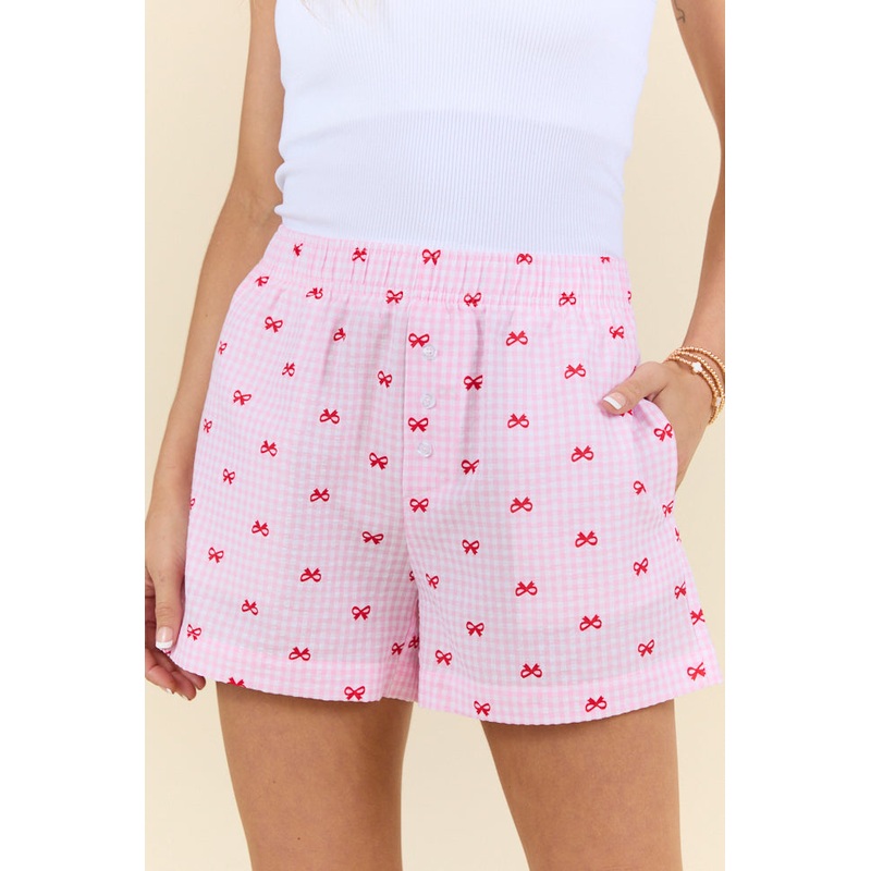 Living My Truth Pink Gingham And Bows Boxer Shorts