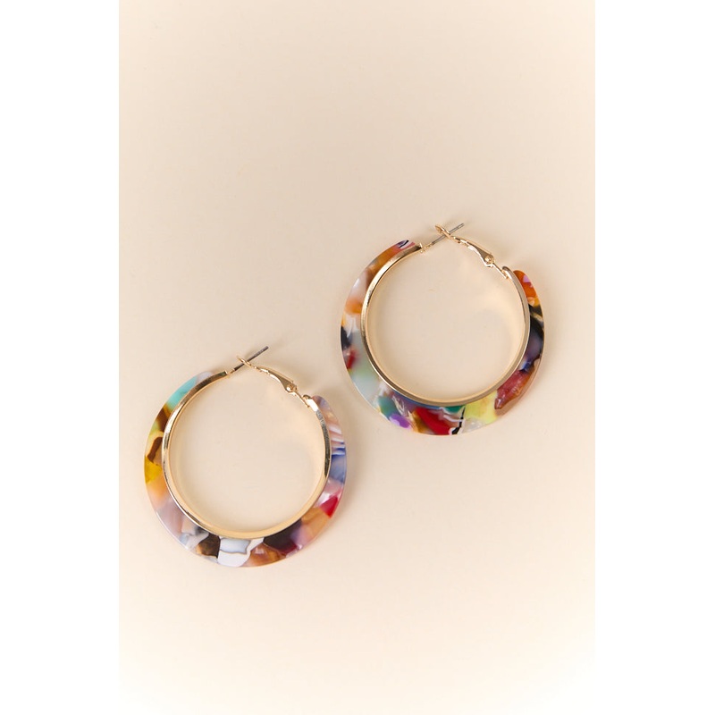 Multi Colored Resin Hoop Earrings