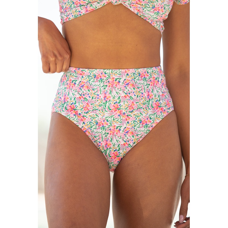 Off The Grid Floral Print High Waisted Bikini Bottoms FINAL SALE