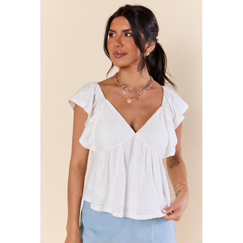 When We Met Ivory Eyelet Tie Back Padded Tank Top