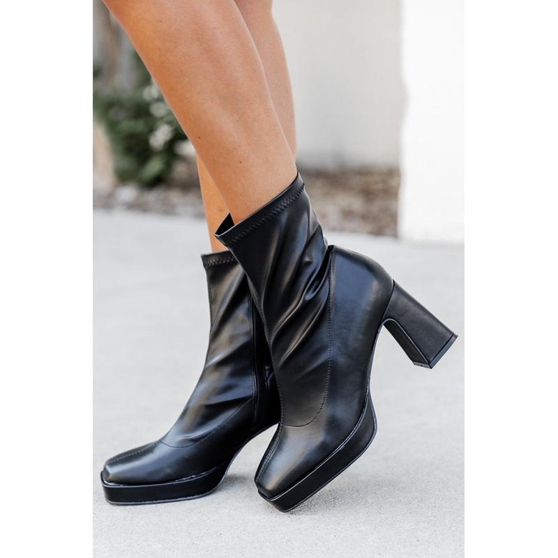 Candace Black Square Toe Booties FINAL SALE