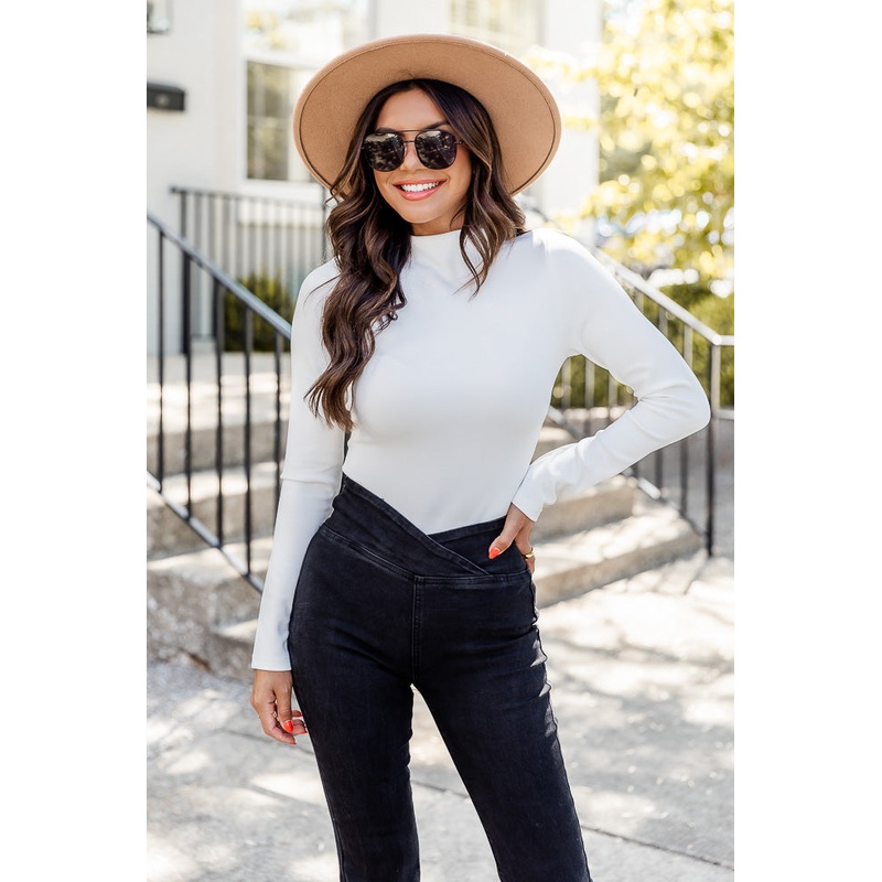 Hit Or Miss Ivory Mock Neck Bodysuit FINAL SALE