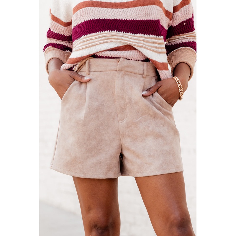 Left Me Speechless Beige Suede Shorts FINAL SALE