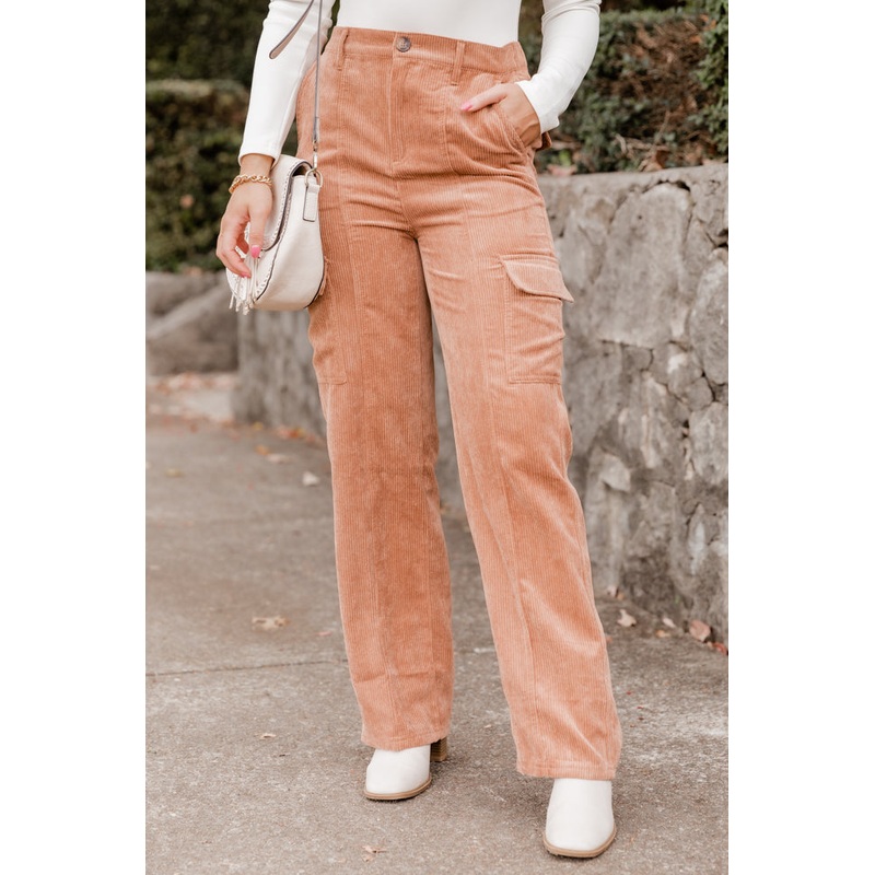 Seek Adventure Camel Corduroy Cargo Pants FINAL SALE