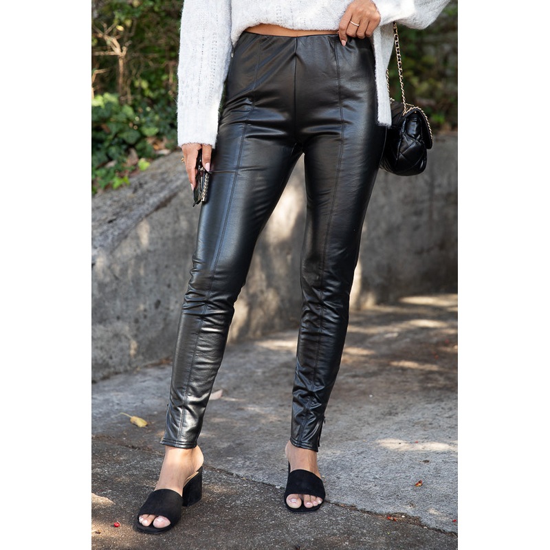 By Any Means Black Lined Faux Leather Leggings FINAL SALE