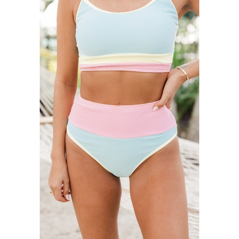 Do Not Disturb Blue Color Block Bikini Bottoms FINAL SALE