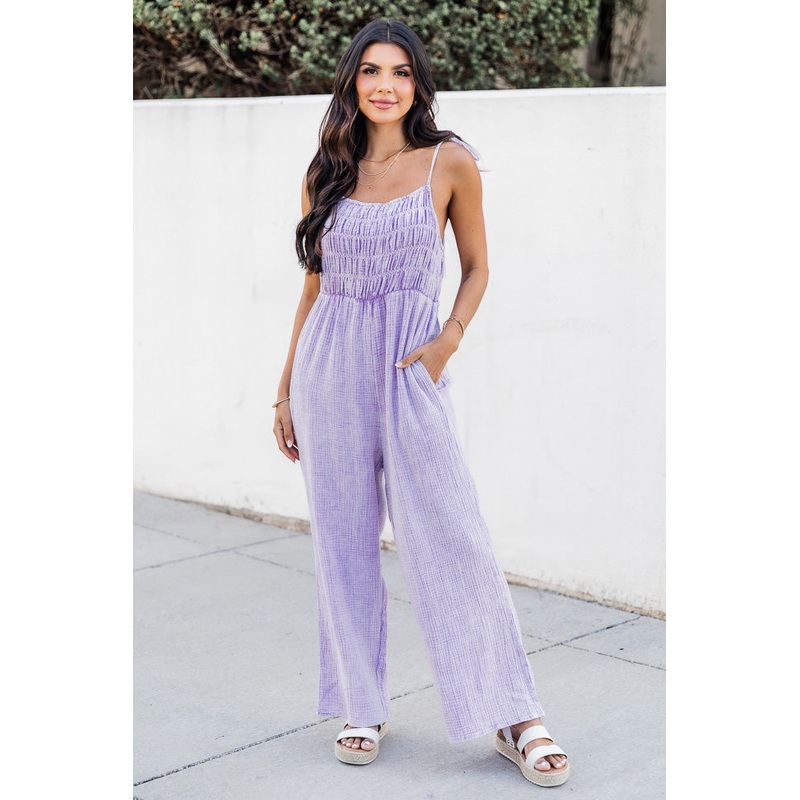 Jump For Joy Lavender Gauze Jumpsuit
