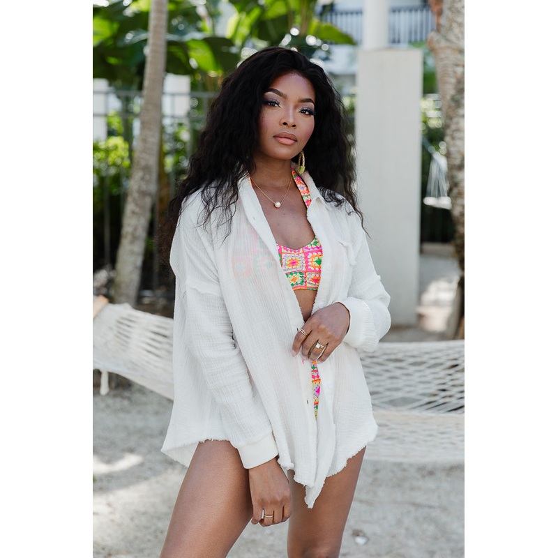 Let Me Adore You Ivory Button Front Gauze Blouse FINAL SALE