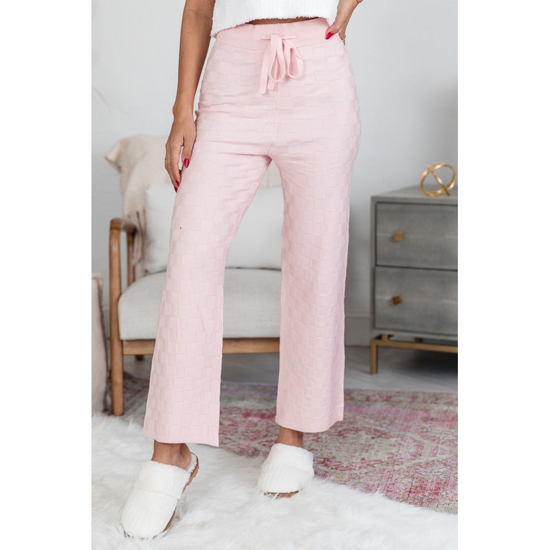 One Thing At A Time Pink Textured Checkered Lounge Pant FINAL SALE