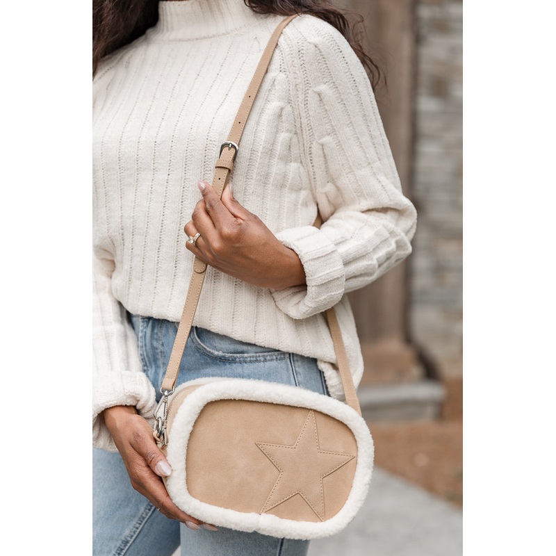 Sherpa and Suede Star Crossbody FINAL SALE