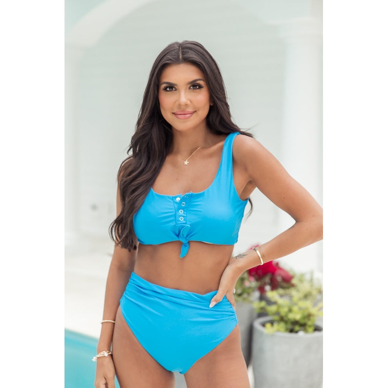 Aquaholic Bright Blue Bikini Top FINAL SALE