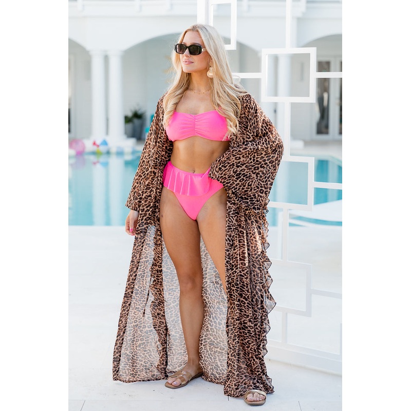 Back With You Brown Leopard Print Kimono