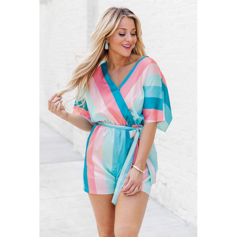 Coastal Getaway Multi Color Stripe Romper FINAL SALE