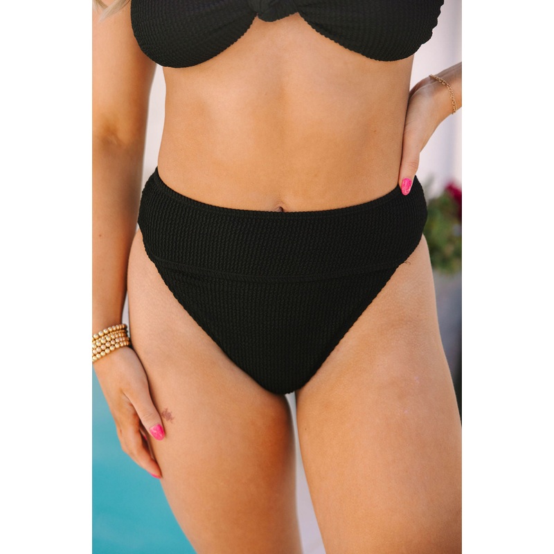 Coastal Kiss Black High Waisted Bikini Bottoms FINAL SALE