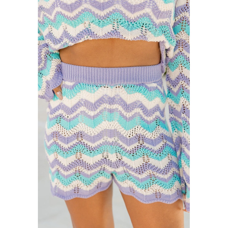 Coastal Vibes Multi Color Stitched Shorts FINAL SALE