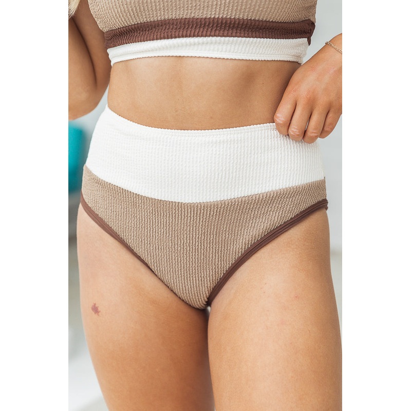 Do Not Disturb Neutral Color Block Bikini Bottoms FINAL SALE