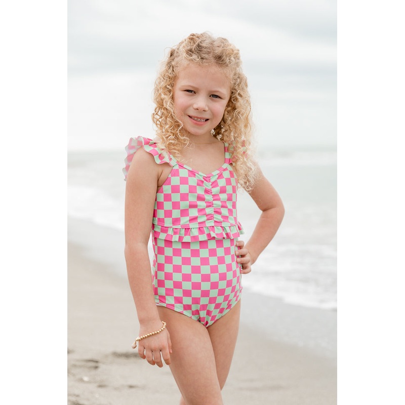 Kid’s Beach Vibes Only In Watermelon Crawl One Piece Swimsuit FINAL SALE