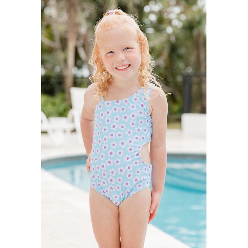 Kid’s Cool Waters in Ditzy Daisy Side Cutout One Piece Swimsuit FINAL SALE