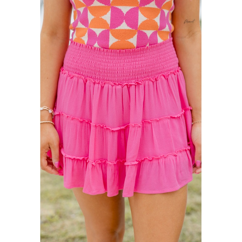 Through The Garden Pink Solid Mini Skort FINAL SALE