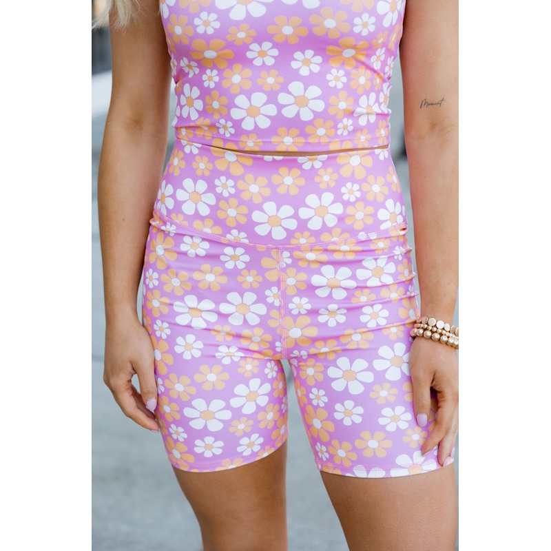 Doing This For Me In Playful Petals Biker Shorts