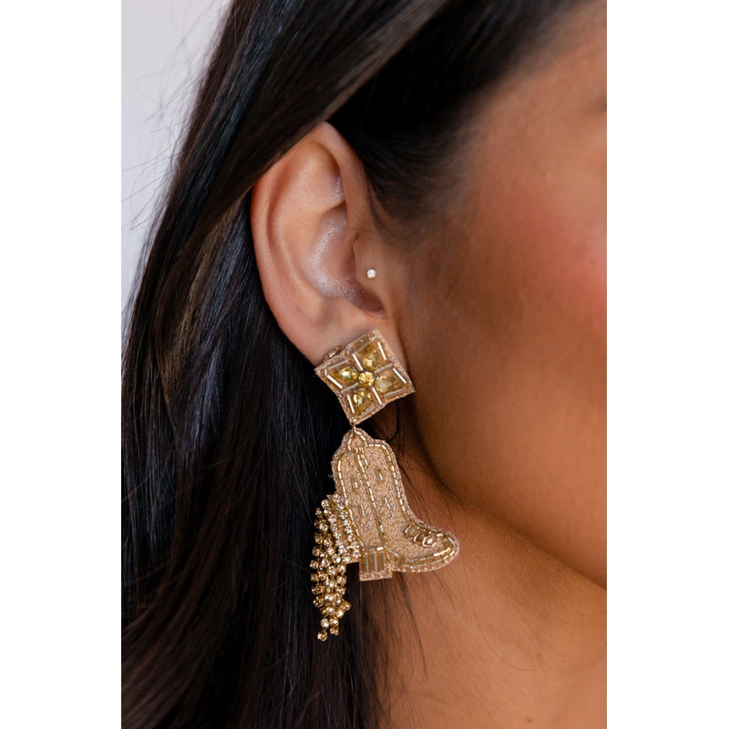 Gold Cowboy Boot Earrings