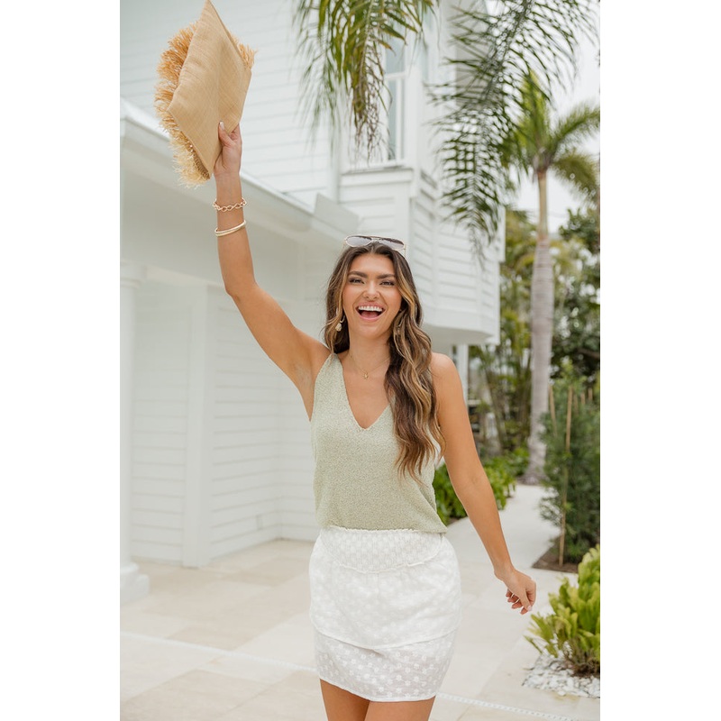 Meet At The Retreat Sage V-Neck Sweater Tank