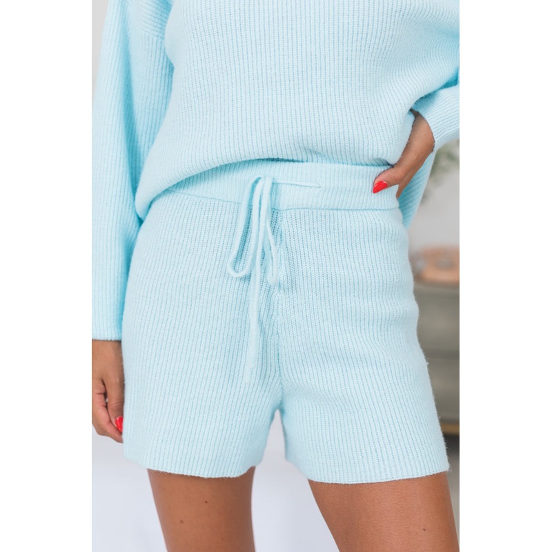 Cloud Chaser Sky Blue Sweater Knit Shorts FINAL SALE