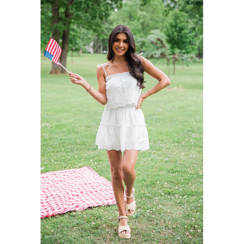 Dockside Dream White Crochet Detail Crop Top