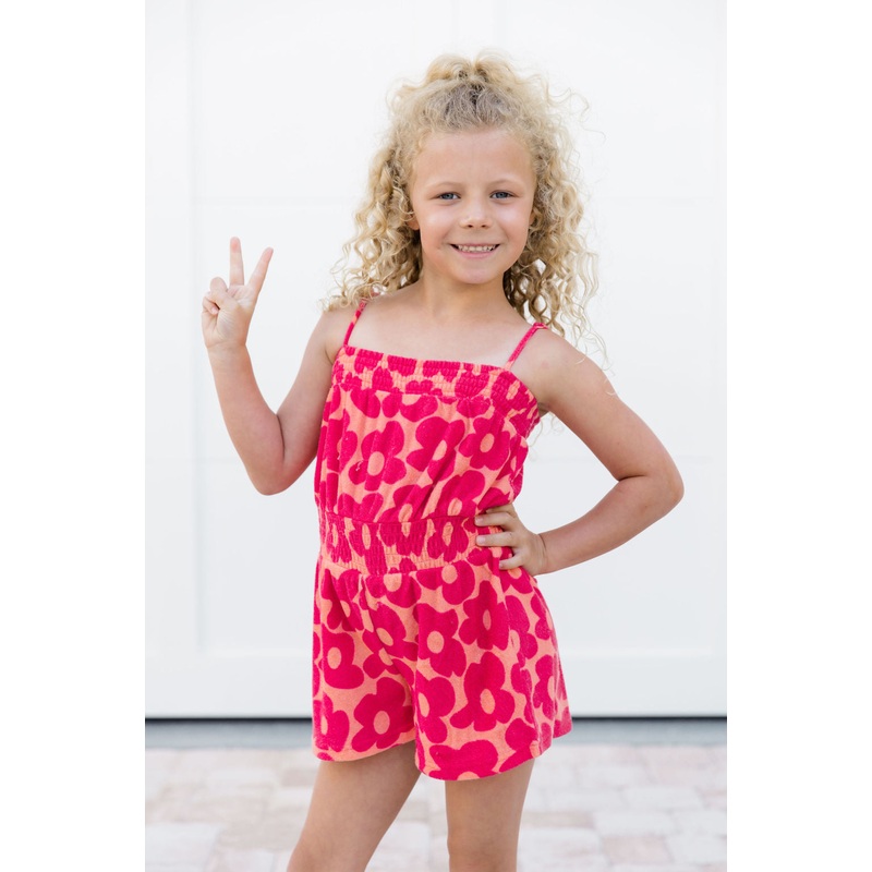 Kid’s Casual Confidence Terry Cloth Floral Romper In Floral Flair FINAL SALE