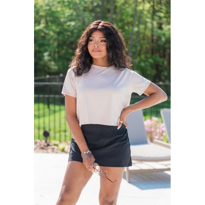 One Step Ahead Taupe Cropped Tee