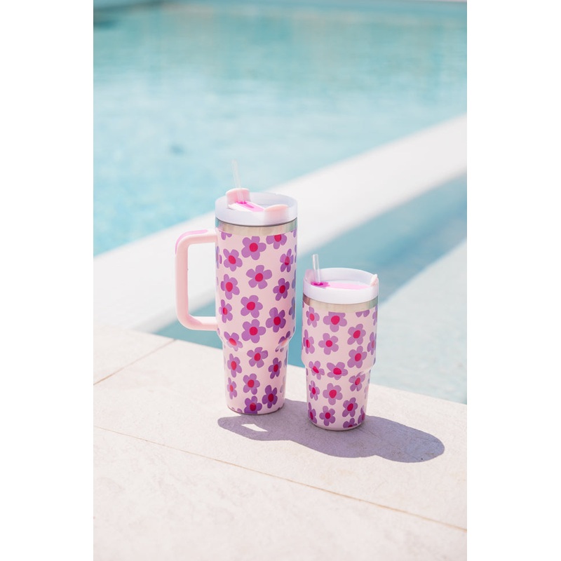 Sippin’ Pretty In Kennedy Daisy 40 oz Drink Tumbler With Lid And Straw