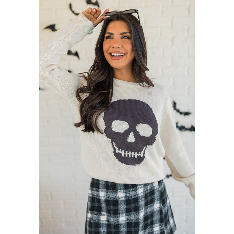Bad To The Bone Stone Skull Sweater FINAL SALE