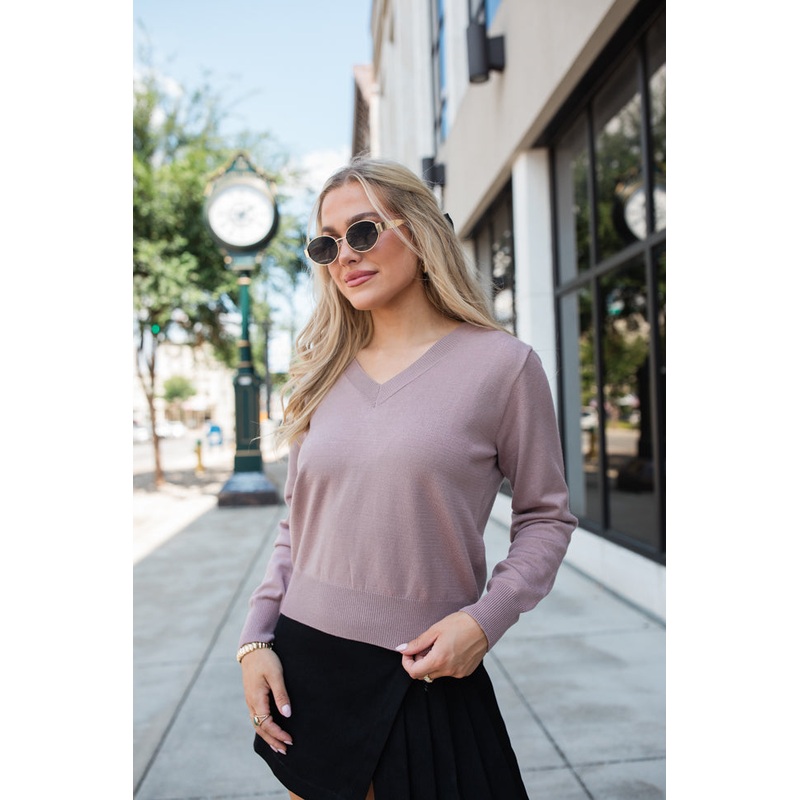 Let’s Be Honest Mocha V-Neck Sweater FINAL SALE